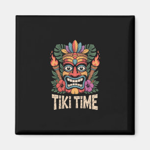 Tiki Time Luau Party Tropical Summer Vibes  Magnet