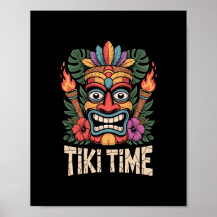 Tiki Time Luau Party Tropical Summer Vibes Poster