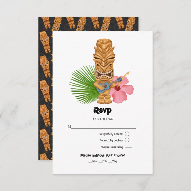 Tiki Time Luau Summer Beach RSVP Card (Front/Back)