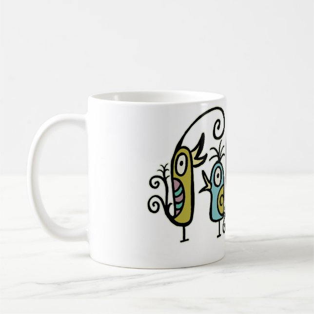Tiki tOny Flock of Chirp Chirps mug (Left)