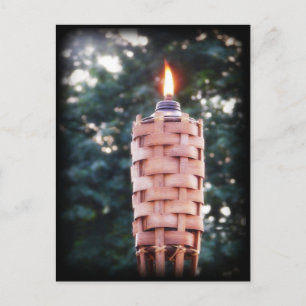 Tiki Torch - Bamboo Outdoor Torch with Flame Postcard