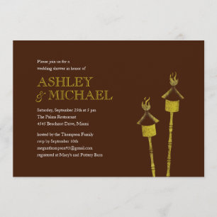 Tiki Torch Beach Wedding Shower Invitations