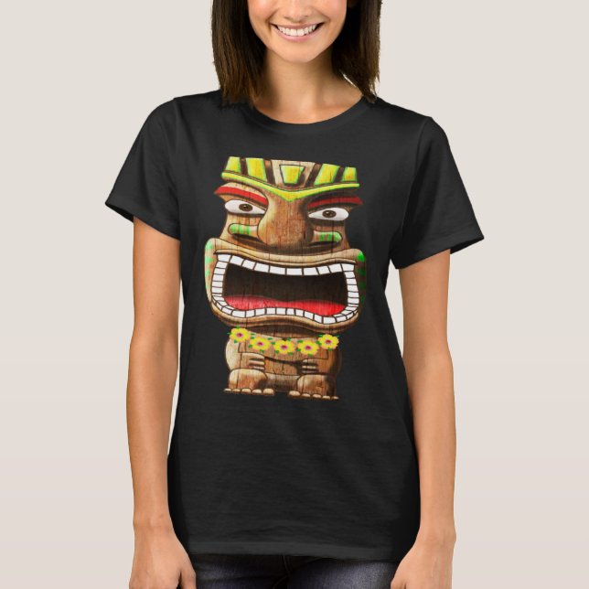 Tiki Totem Polynesian Hawaii Mythology T-Shirt (Front)