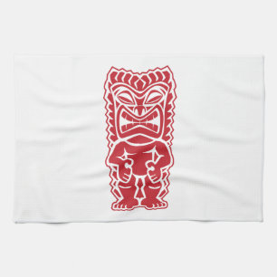 tiki totem warrior tea towel
