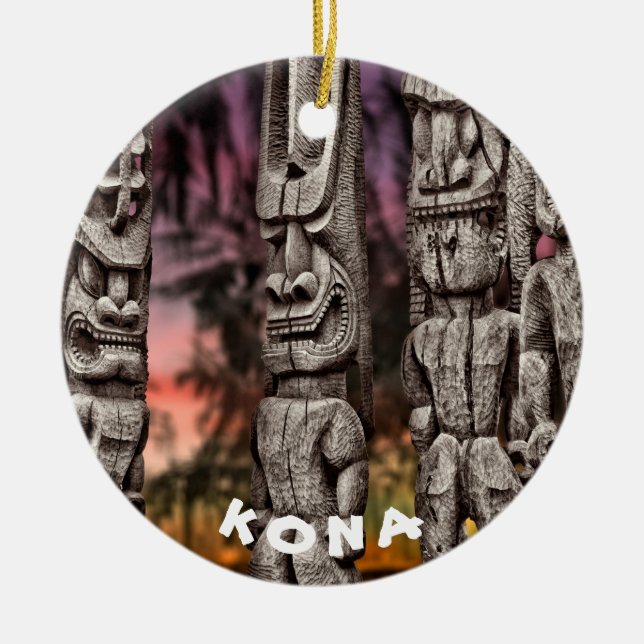 Tiki Tribal Council, 2 sided, Ceramic Tree Decoration (Front)