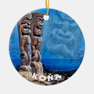 Tiki Tribal Council, Kona, Hawaii, Ceramic Tree Decoration