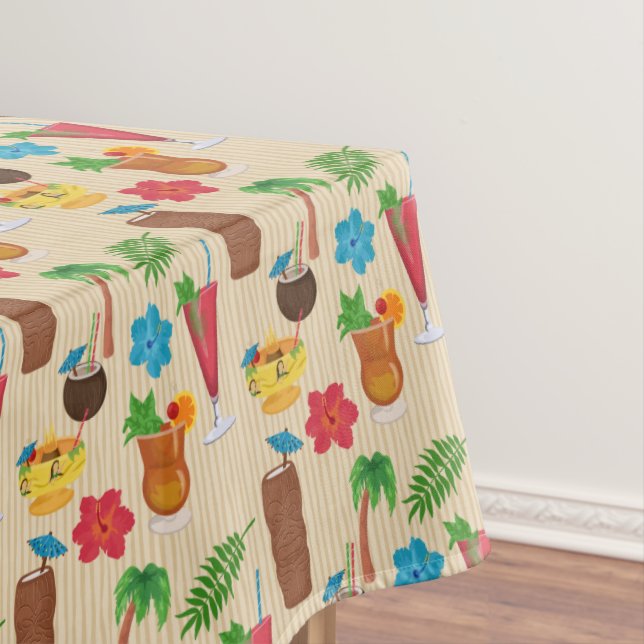 Tiki Tropical Cocktails Tablecloth (In Situ)
