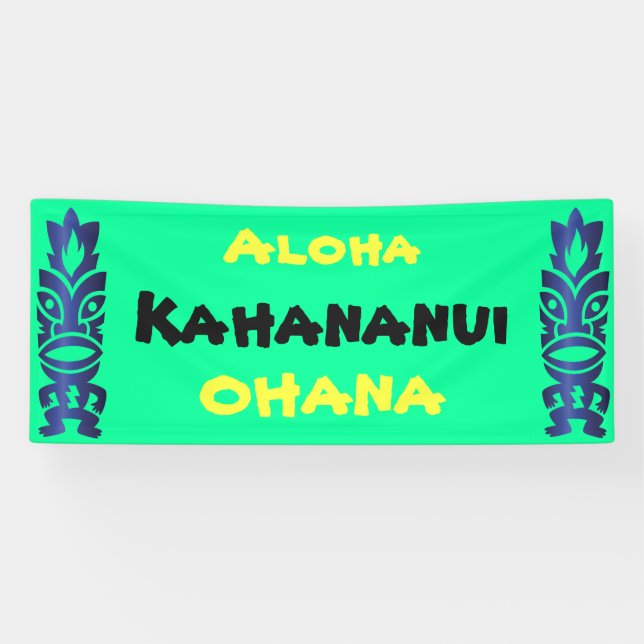 Tiki Tropical Hawaiian Aloha Ohana Family Reunion Banner (Horizontal)