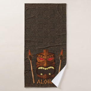 Tiki Tropical Retro Vintage Brown Hawaiian Look Bath Towel Set