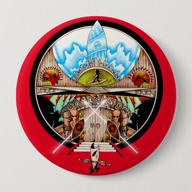 Tiki Village 10 Cm Round Badge (Front)