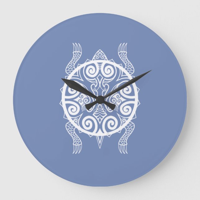Tiki Warrior Turtle Tattoo Large Clock (Front)