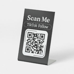 TikTok Follow Retail Store Bold Neutral Beige Pedestal Sign