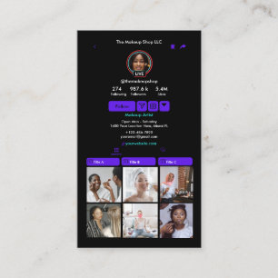 TikTok Violet Social Media QR Code Business Card