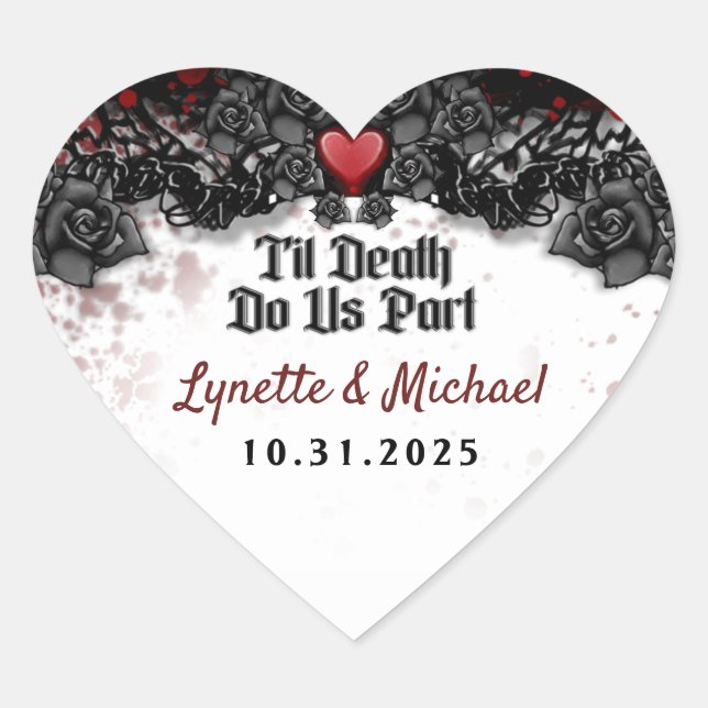Til Death Blood Splatter Halloween Heart Wedding H Sticker (Front)