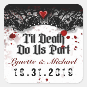 Til Death Blood Splatter Halloween Square Wedding Square Sticker
