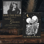 Til Death Cool Celestial Gothic Black Gold Wedding Save The Date<br><div class="desc">Introduce an air of mystery and romance with the "Til Death" Cool Celestial Gothic Black Gold Wedding Save the Date. This uniquely designed save-the-date announcement features a black wedding theme that sets the stage for an unforgettable celebration. The incorporation of celestial elements and gothic aesthetics, including the lovers tarot card...</div>