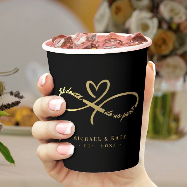 Til Death Do Us Part Black & Gold Infinity Symbol Paper Cups (Til Death Do Us Part Black & Gold Infinity Symbol Paper Cups
)