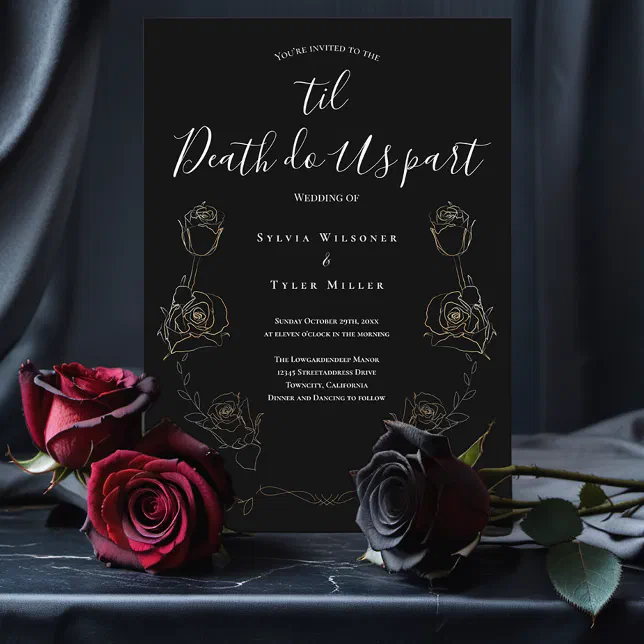 Til Death Do Us Part Black Gothic Wedding Invitation | Zazzle