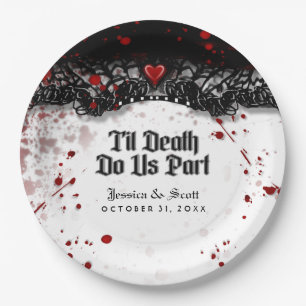 Til Death Do Us Part Blood Splatter Names Wedding Paper Plate