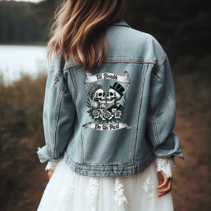 Til Death Do Us Part: Bride & Groom Skeleton  Denim Jacket