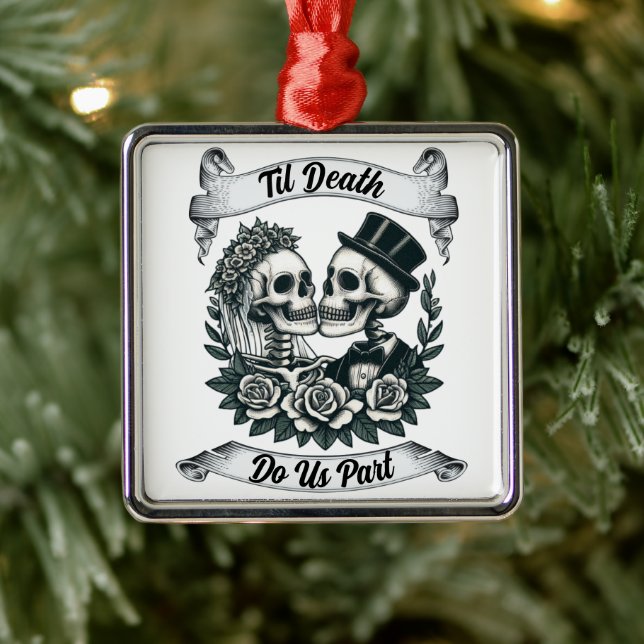 Til Death Do Us Part: Bride & Groom Skeleton Metal Tree Decoration (Tree)