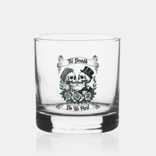 Til Death Do Us Part: Bride & Groom Skeleton Whiskey Glass
