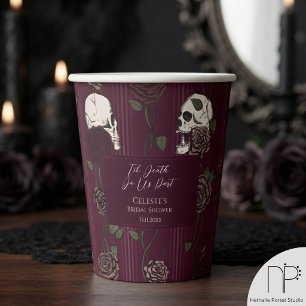 ’Til Death Do Us Part Burgundy Gothic Wedding Paper Cups