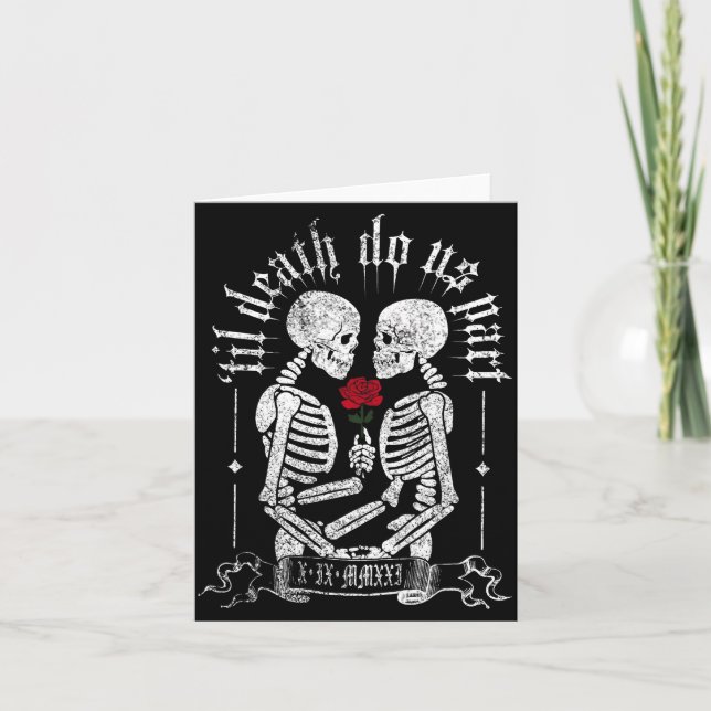 Til Death Do Us Part Couple Skeleton Halloween Men Card (Front)