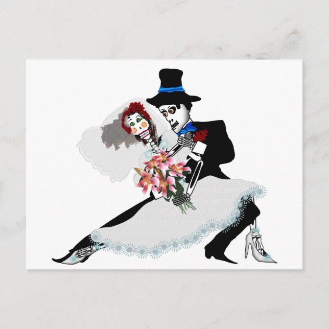 'Til Death Do Us Part - Day of the Dead wedding Postcard (Front)