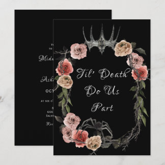Til Death Do Us Part Elegant Rose Halloween Gothic Invitation