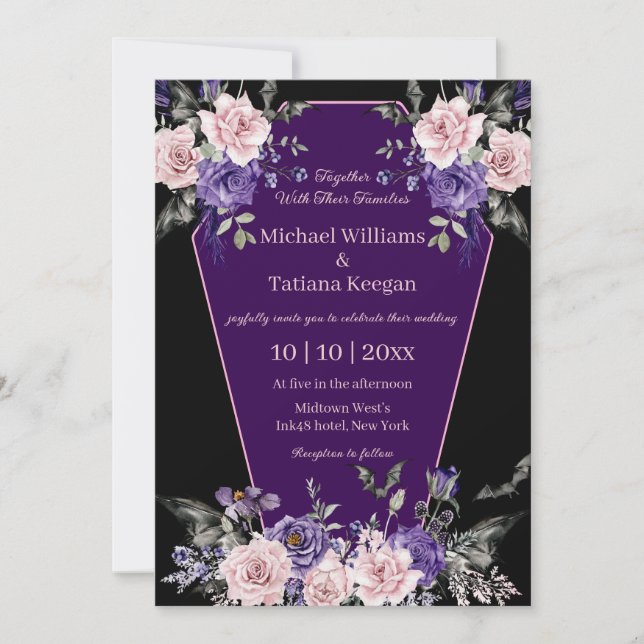 Til Death Do Us Part,floral  halloween wedding  Invitation (Front)