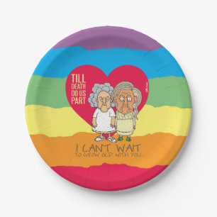 Til death do us part - funny lesbian cartoon paper plate