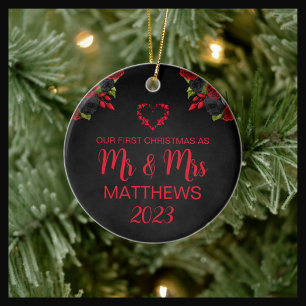 Til Death Do Us Part Goth Moody Black and Red Ceramic Tree Decoration