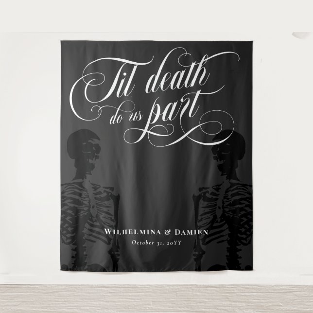Til Death Do Us Part Goth Wedding Backdrop Tapestry (Front)