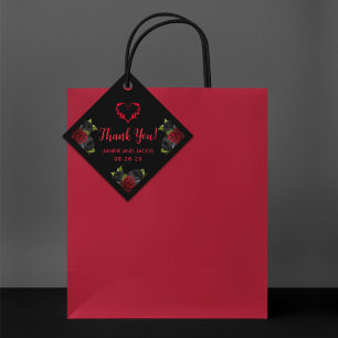 Til Death Do Us Part Gothic Black and Red Rose Favour Tags