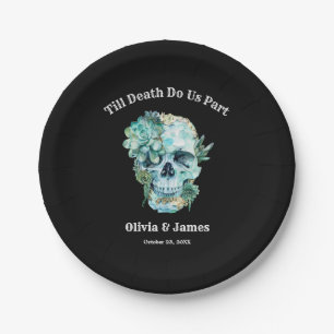Til Death Do Us Part Gothic Halloween Wedding  Paper Plate