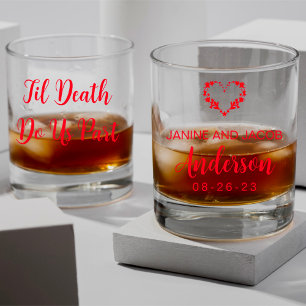 Til Death Do Us Part Gothic Moody Black and Red  Whiskey Glass