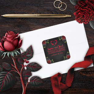Til Death Do Us Part Gothic Red Rose Wedding  Square Sticker