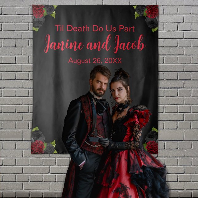 Til Death Do Us Part Gothic Rose Photo Backdrop Tapestry (Creator Uploaded)