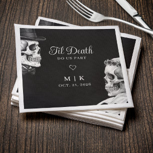 Til Death Do Us Part Gothic Skulls Black Wedding Napkin