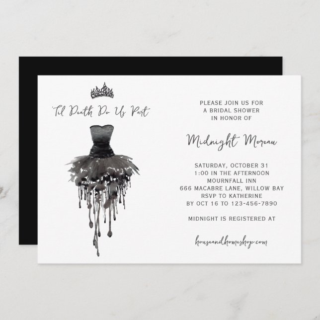 Til Death Do Us Part Halloween Bridal Shower  Invitation (Front/Back)