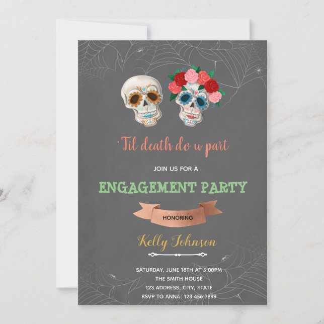Til Death Do Us Part Halloween Engagement party Invitation (Front)