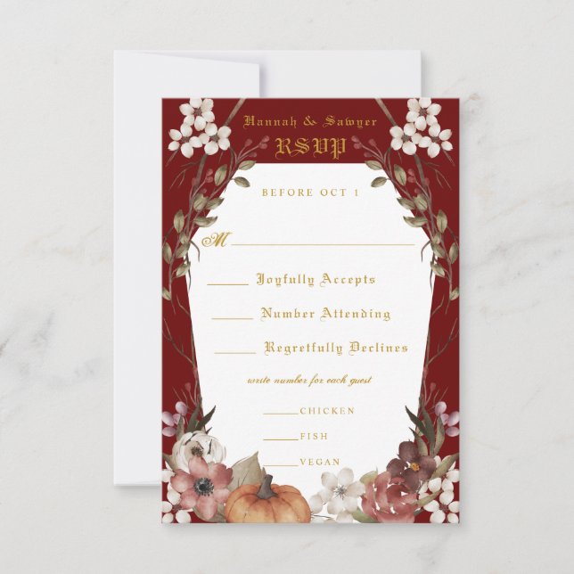 'Til Death Do Us Part Halloween Wedding RSVP Card (Front)