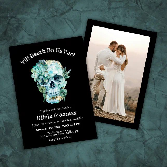 Til Death Do Us Part Photo Halloween Wedding Invitation | Zazzle