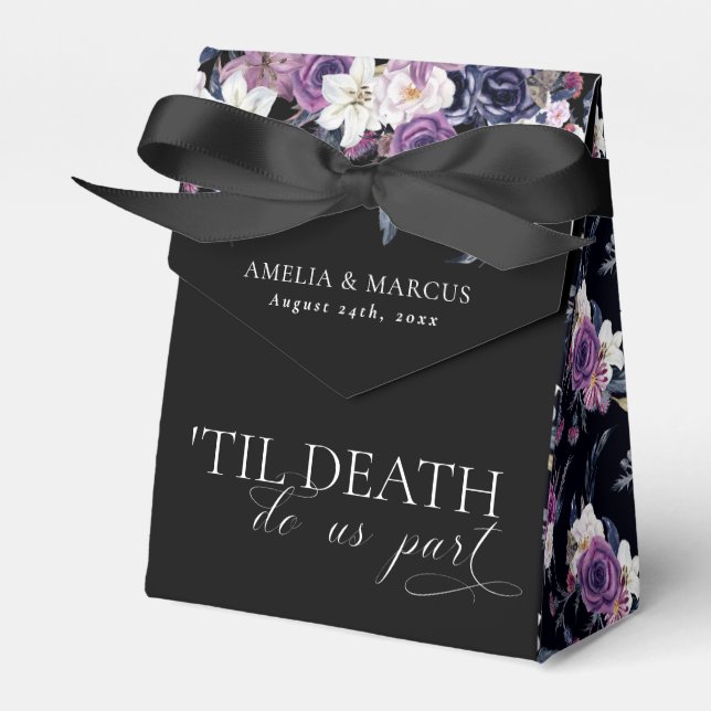 'Til Death Do Us Part Purple & Black Wedding Favour Box (Front Side)