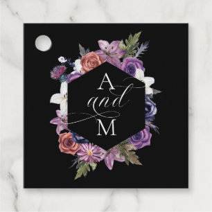 'Til Death Do Us Part Purple & Black Wedding Favour Tags