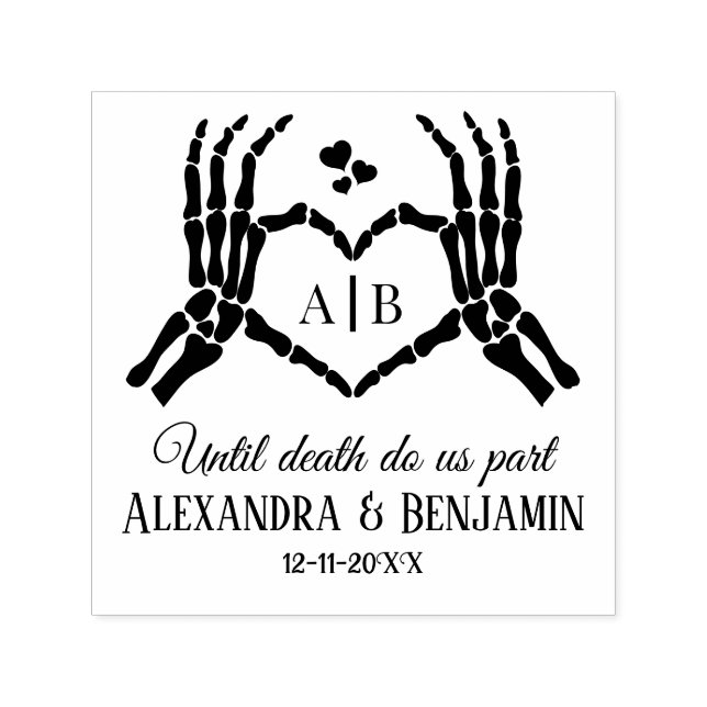 Til Death Do Us Part Skeleton Hands Heart Sign #1D Self-inking Stamp (Design)