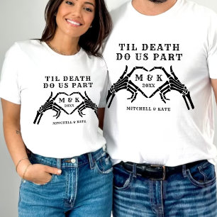 Til Death Do Us Part Skeleton Heart Hand Wedding T-Shirt