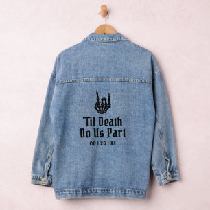 Til Death Do Us Part Skeleton Rock On, Rock N Roll Denim Jacket