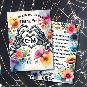 Til Death Do Us Part Skeletons Gothic Wedding Thank You Card